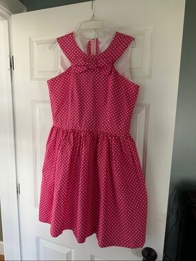 Custom made Girls' Pink Polka Dot Bow Dress